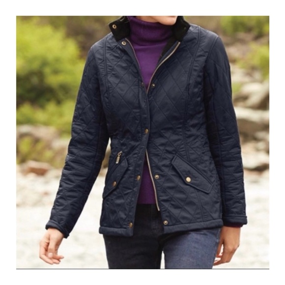 EUC Barbour Kensington Quilted Full Zip Jacket In Navy  Size 6 - Picture 1 of 12